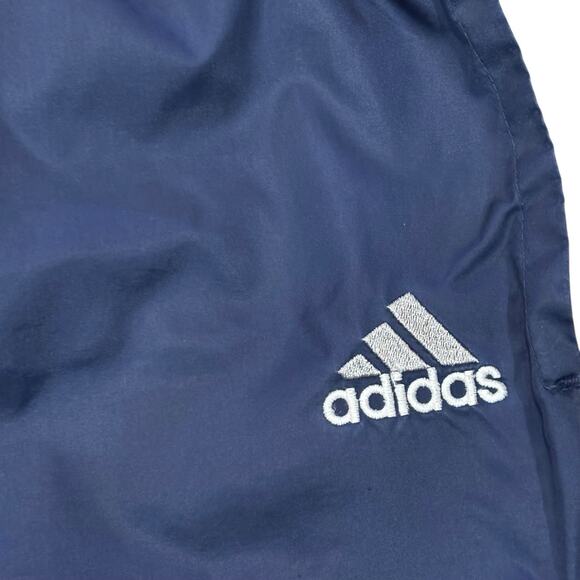 Vintage Adidas Track Pants Large Navy Blue Unlined White Stripes Ankle Zippers - Picture 5 of 9